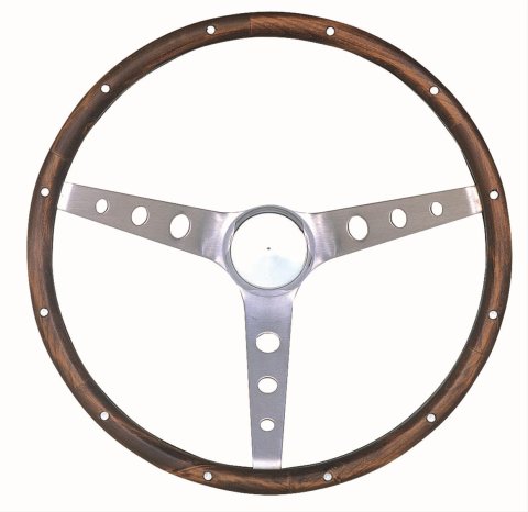Grant Classic Nostalgia Steering Wheels 966-0 Wheel, Nostalgia, Stainless Steel/Brushed, Wood/Walnut, 3-Spoke, 15 in. Dia., 3-Bolt, Each