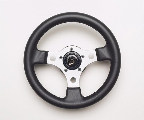 Grant Formula GT Steering Wheels 762 Wheel, GT, Aluminum, Silver, Vinyl/Black, 3-Spoke, 12 in. Diameter, 5-Bolt Mount, Each