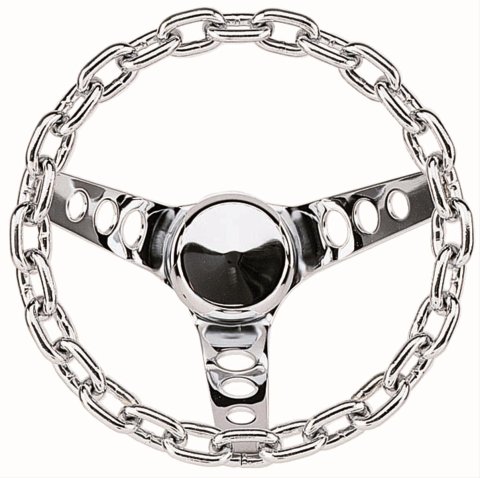 Grant Classic Chain Steering Wheels 741 Wheel, Chain, Steel/Chrome, 3-Spoke, 10 in. Diameter, 3-Bolt Mount, Each
