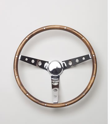 Grant Classic Wood Steering Wheels 201 Wheel, Wood, Steel/Chrome, Wood/Walnut, 3-Spoke, 15 in. Diameter, 3-Bolt Mount, Each