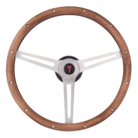 Grant Classic Nostalgia Steering Wheels 987 Wheel, Nostalgia, Pontiac, Stainless Steel/Brushed, Wood/Walnut, 3-Spoke, 15 in. Dia., 3-Bolt