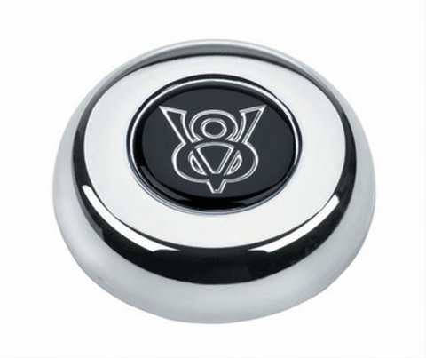 Grant Horn Buttons 5682 Button, Plastic, Black, Classic, Challenger Series, Ford Style V8 Logo, Each