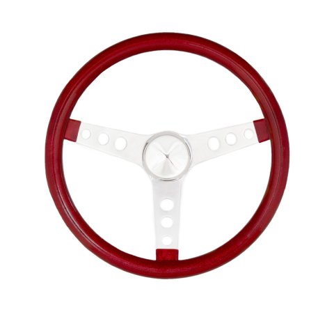 Grant Metal Flake Steering Wheels 8465 Wheel, Flake, 3-spoke, Red Vinyl Grip, Chrome Steel Spokes, 15 in. Diameter, 3-Bolt, Each
