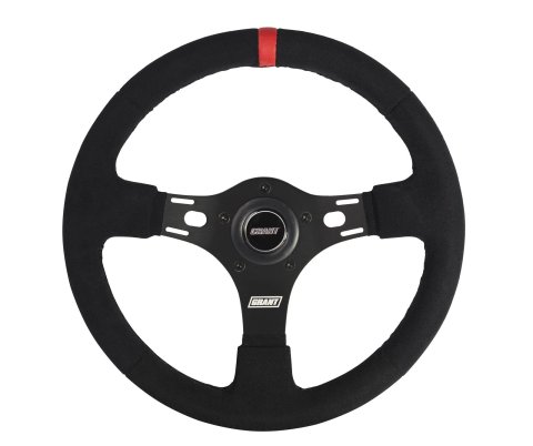 Grant Evolution GT Steering Wheels 1081 Wheel, GT, Aluminum/Black, Vinyl, Leather, Black, Gray, 3-Spoke, 13.75 in. Diameter, Each