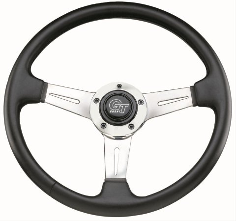Grant Elite GT Steering Wheels 739 Wheel, GT, Aluminum, Polished, Vinyl/Black, 3-Spoke, 3.50 in. Diameter, 5-Bolt Mount, Each