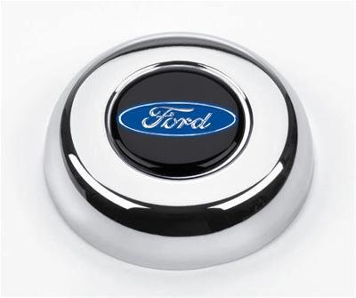 Grant Horn Buttons 5685 Button, Steel, Chrome, Ford Oval Logo, for Challenger, Classic Series, Each