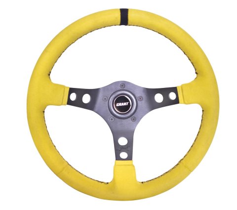Grant Products Steering Wheels 8517 Suede Yellow with Center Stripe, Alumiunum Spoke, and Universal 3 or 5 Hole Pattern (Installation Hub Needed)