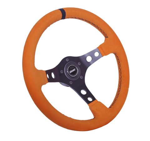 Grant Products Steering Wheels 8519 Suede Wheel Orange with Center Stripe, Alumiunum Spoke, and Universal 3 or 5 Hole Pattern (Installation Hub Needed)