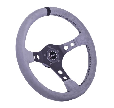 Grant Products Steering Wheels 8514 Suede Wheel Gray with Center Stripe, Alumiunum Spoke, and Universal 3 or 5 Hole Pattern (Installation Hub Needed)