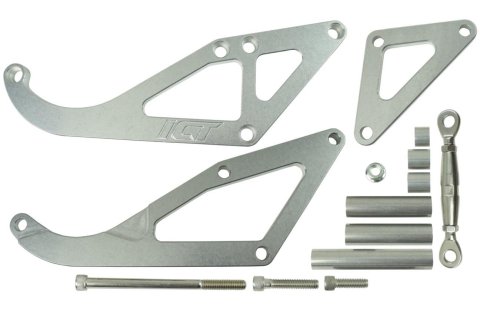 ICT Billet Air Conditioning Compressor Brackets 551775 Conditioner Bracket, SBC Sanden 508 Bracket, Long Water Pump, Chevy, Small Block, Kit