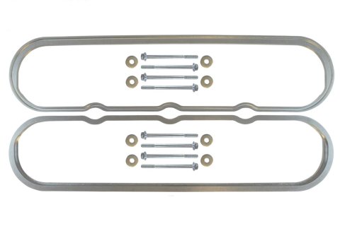 ICT Billet Valve Cover Spacers 551641-5 and Adapters, Centerbolt Mounting, 0.500 in. Thickness, Aluminum, Natural, Chevy, Small Block LS, Pair