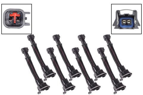 ICT Billet Fuel Injector Plug Adapters WAINJ41 Connector Adapter, Jetronic EV1 Injector, USCAR EV6 Harness, Set of 8