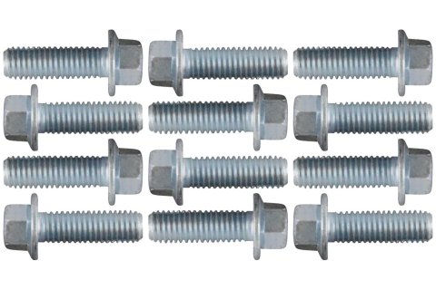 ICT Billet Exhaust Manifold Bolts 551696 Hardware, Grade 10.9 Bolts, M8-1.25 Threads with 25mm Length, Steel, Zinc Plated, Chevy, GMC, Small Block LS, Set of 12