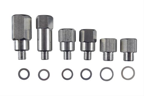 ICT Billet Gauge Adapters 551156 Fittings, Adapters, Oil Pressure, Coolant Temperature, Aluminum, Natural, Set of 6