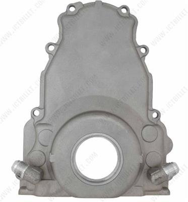 ICT Billet Turbo LS Timing Covers 551589 Engine Timng Cover, 1-Piece, Aluminum, Natural, -10 AN Oil Dain Return Fittings. GM Gen 3, Each