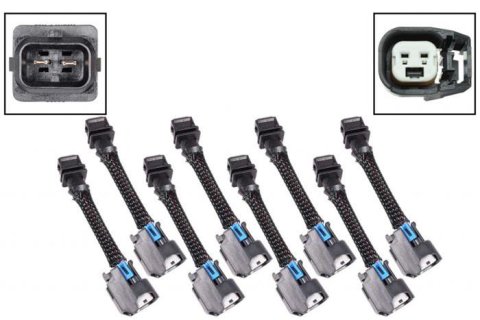 ICT Billet Fuel Injector Plug Adapters WAINJ31 Wiring Harness, Adapter, Injector, Jetronic EV1 to USCAR EV6, Set of 8