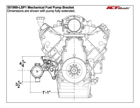 ICT Billet Fuel Pump Mounts 551969-LSP1 Bracket, LS Engine Low Mount Passenger Side Mechanical Bracket