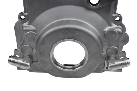 ICT Billet Turbo LS Timing Covers 551595 Engine Timng Cover, 1-Piece, Aluminum, Natural, -10 AN Oil Dain Return Fittings. Chevy, LS, Each