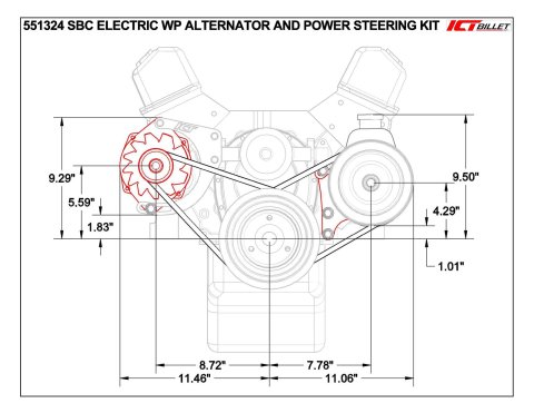 ICT Billet Power Steering Brackets 551360 Brackets, Saginaw P Series, Left Side, Upper and Lower, Aluminum, Natural, Chevy, Kit