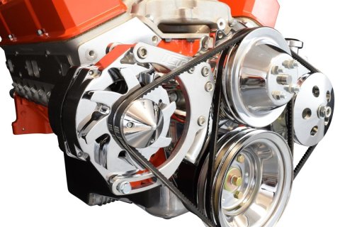 ICT Billet Alternator Brackets 551672X Bracket, Upper/Lower Bracket, Aluminum, Natural, Water Pump Mount, Passenger Side Lower Mount, Long Pump, SBC, Kit