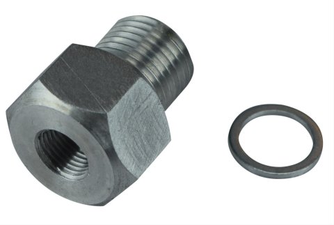 ICT Billet Gauge Adapters 551172 Adapter, Straight, Aluminum, Natural, M16 x 1.5 Male Threads, 1/8 in. NPT Female Threads, Each