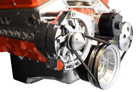 ICT Billet Alternator Brackets 551672E Bracket, Low Mount, Aluminum, Natural, Passenger Side Mount, Electric Pump, Small Block, Kit