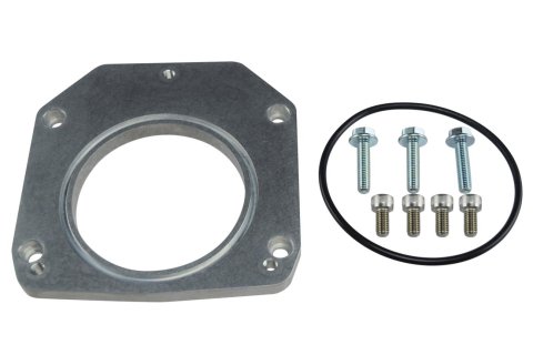 ICT Billet Throttle Body Adapters 551567 Adapter, Aluminum, Natural, 75mm Bore Size, Chevy, LS, 4-Bolt Intake to 3-Bolt Body, Each