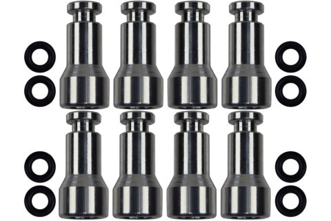 ICT Billet Fuel Injector Spacers 551348 Spacers, 1.050 in. Thickness, Aluminum, Buick, Cadillac, Chevrolet, GMC, Hummer, Isuzu, Pontiac, Small Block LS, Set of 8