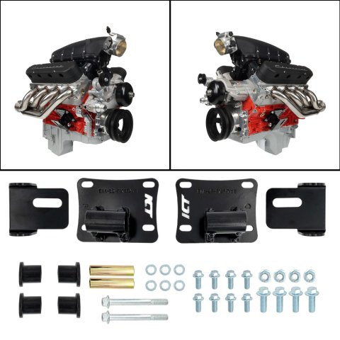 ICT Billet Motor Mounts and Inserts EM-LS-FXBDY1 1978-2004 Ford Fox Body, SN95, New Edge, Mustang LS Swap Engine Mount Kit LS1 LS3
