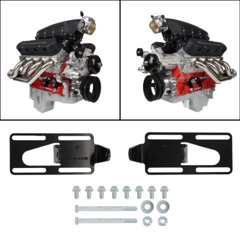 ICT Billet Motor Mounts and Inserts EM-LS-ADJ01 LS Engine Slider Swap Mount to 1975 - 1998 SBC Vehicle Adapter