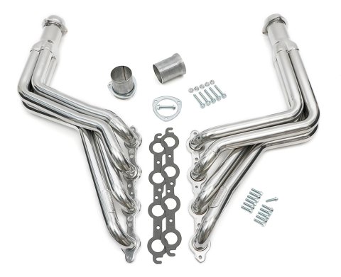 Hedman Street Headers 68156 Headers, Full Length, Steel, Silver Ceramic Coated, Buick, Chevrolet, GMC, Oldsmobile, Pontiac, LS Engine, Pair
