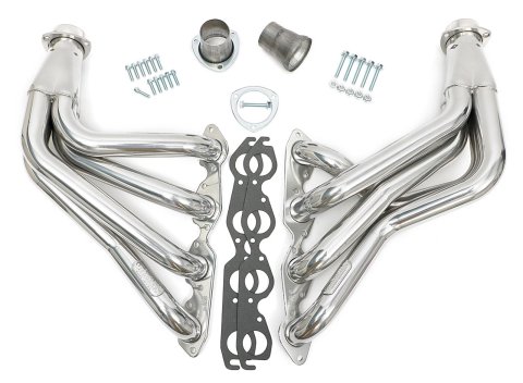 Hedman Street Headers 68096 Headers, Street, Long Tube, Steel, Silver Ceramic Coated, Chevy, 396, 427, 454, Pair