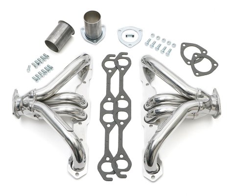 Hedman Traditional Block Hugger Headers for 1923-1949 STREET ROD - 68406 Headers, Traditional, Hugger, Steel, Silver Ceramic Coated, Chevy, Small Block, Pair