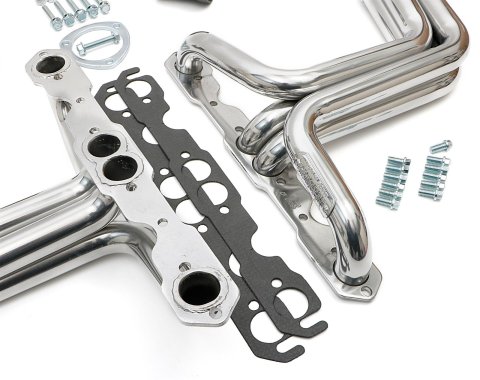 Hedman Street Headers 69266 Headers, Street, Long Tube, Steel, Silver Ceramic Coated, Chevy, 283, 327, Pair
