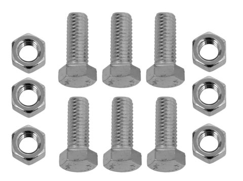 Hedman Collector Bolt Kits 09012 Fasteners, Bolts, Includes 6 Bolts and 6 Nuts, 1.25 in. Long, Steel, Zinc Plated, Kit