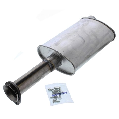 Hedman Turbo Hedder Steel 2.5 Inch Muffler 25662 Muffler; Gasket Style Collector Muffler; 14 in. Case; in. Inlet; in. Outlet; 3 in. 3-Bolt
