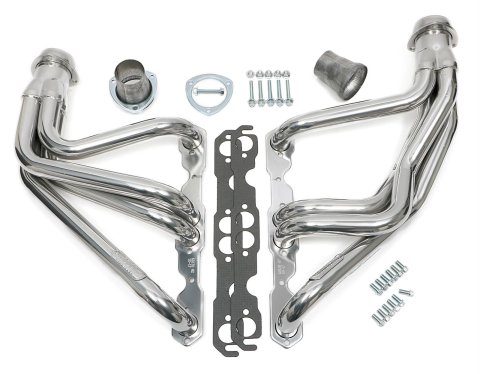 Hedman Street Headers 68176 Headers, Street, Long Tube, Steel, Silver Ceramic Coated, Chevy, Small Block, Pair