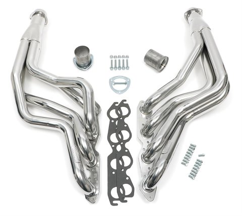 Hedman Street Headers for 1966-1975 MALIBU, EL CAMINO, 1965-1973 CHEVELLE - 66002 Headers, Street, Long Tube, Steel, Silver Ceramic Coated, Chevy, 396, 402, 427, 454