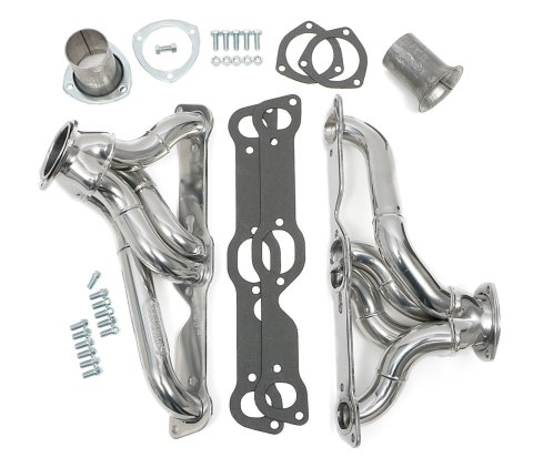 Hedman Traditional Block Hugger Headers 26164 Headers, Traditional, Stepped Hugger, Steel, Silver Ceramic Coated, Pontiac, 326-455, Pair
