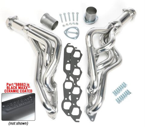 Hedman Street Headers 68663 Headers, Street, Mid-Length, Steel, Black Ceramic Coated, Chevy A-Body, Big Block, Pair