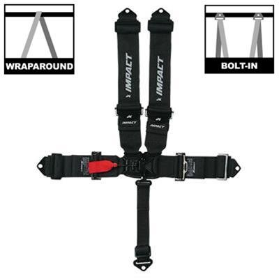 Impact Racing Latch and Link 5-Point Harness 53111111 Harness, Complete, Latch, Individual-Type, Wraparound, Roll Bar Mount, Black, Set