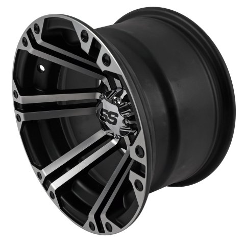 ITP SS212 Black Machined Alloy Wheels 12x7 Wheel, SS212, Aluminum, Machined, Accents, 12 in. x 7.0 in., 4 x 110mm Bolt Circle, 2.00 in. Backspace, Each