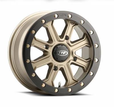 ITP Inertia Bronze Beadlock Wheels with Black Rings 14x7 Itp Wheel 14" X 7" 4/137 (5+2)