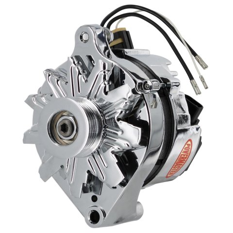 Powermaster Street Alternators 17735 Alternator, Internal Regulator, 80 Amp, Chrome, Ford, Mercury, V8, Each