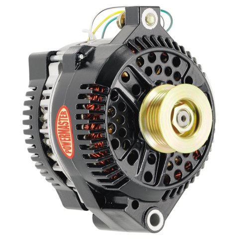 Powermaster Street Alternators 57759 Alternator, Internal Regulator, 200 Amp, Black, Serpentine, V-Belt, Ford, Jeep, Lincoln, Mercury, Each