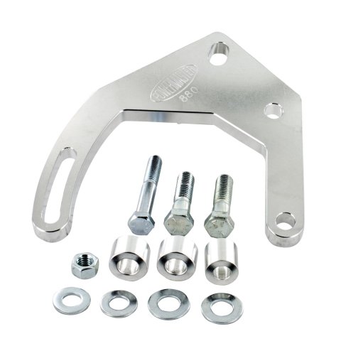 Powermaster Alternator Brackets 880 Bracket, Driver Side, Snug Mount, Billet Aluminum, Polished, Block Mounted, Chevy, Big Block, Kit