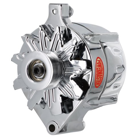 Powermaster Race Alternators 8-37100 Alternator, Internal Regulator, 100 Amp, Chrome Plated, Ford, Mercury, Jeep, Each