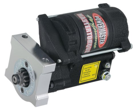 Powermaster Mastertorque Starters 9609 Starters, Mastertorque, Mini Denso, Standard Rotation, Black Powdercoated, Billet Aluminum Mounting Block, Chevy, Small Block, Each