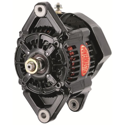 Powermaster Race Alternators 8122 Alternator, 95 Amp, Internal Regulator, Black Powdercoated, V-Belt, Each