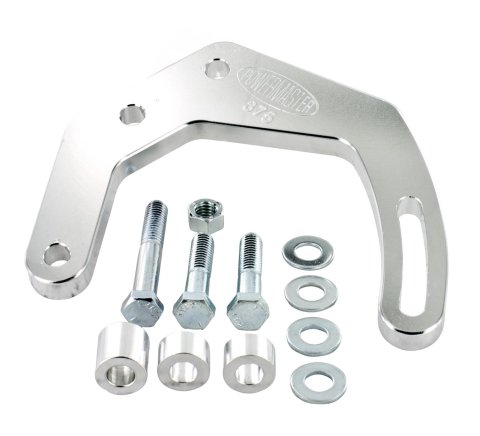 Powermaster Alternator Brackets 875 Bracket, Billet Aluminum, Polished, Front Cover Mount, Short Water Pump, Chevy, Small Block, Kit